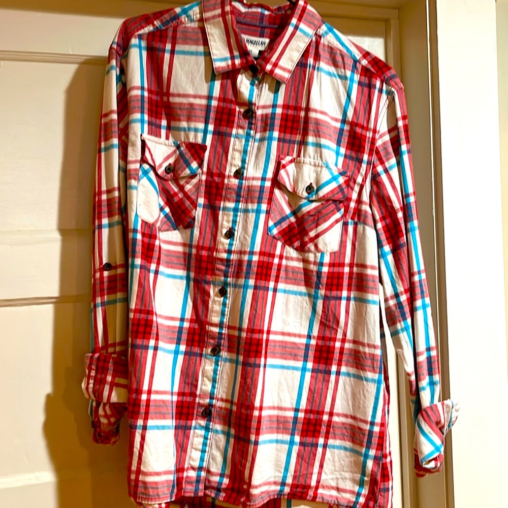Magellan XL Cotton Plaid Blouse